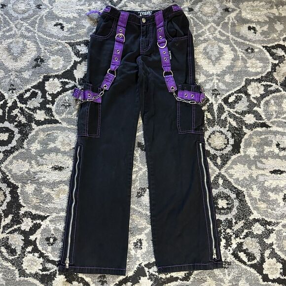 Tripp nyc Pants - TRIPP NYC Daang Goodman Black & Purple Wide Leg Cargo Womens Size 1 Pants